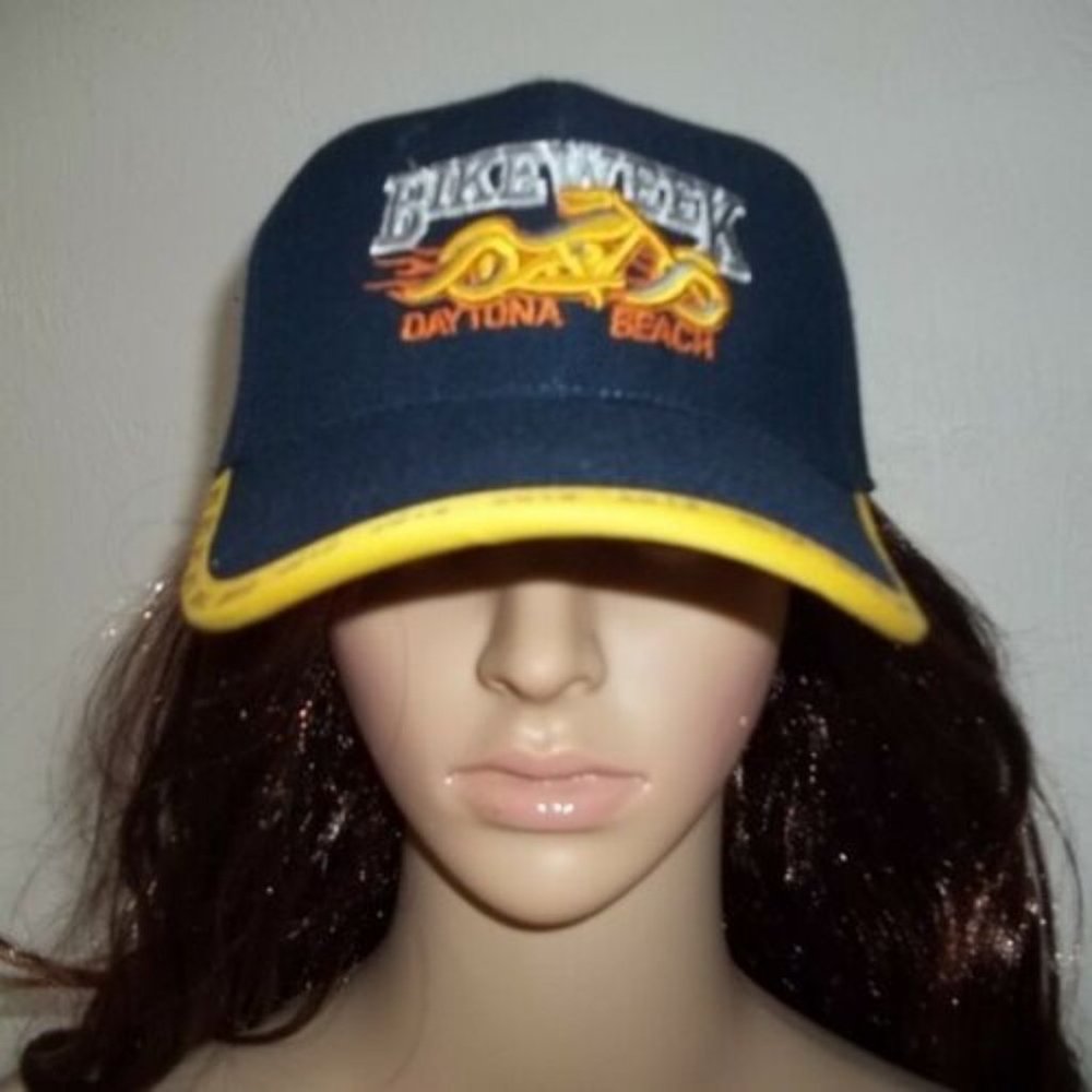Daytona Beach 2012 BIKE WEEK Hat-Adult One Size-Blue/Yellow-Excellent Pre-owned